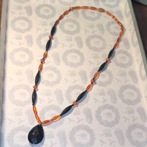 Vintage Black and Amber Necklace